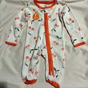 Carter’s Burt's Bees Baby Cherry Print Footie with Orange Trim